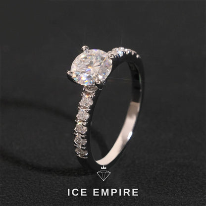 Iced Out Baguette 925 Silver Moissanite Engagement Ring