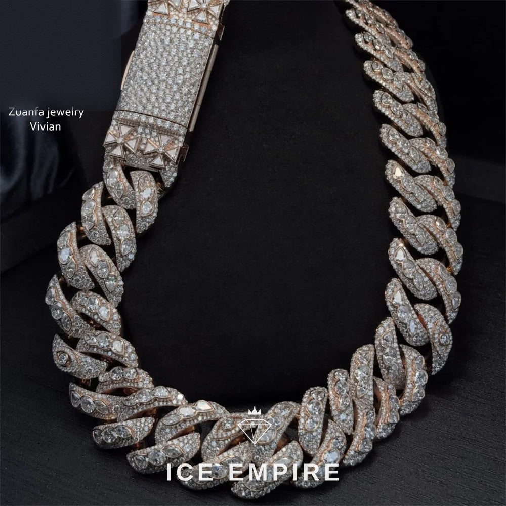 Iced Out Rose Gold Plated Moissanite Cuban Chain