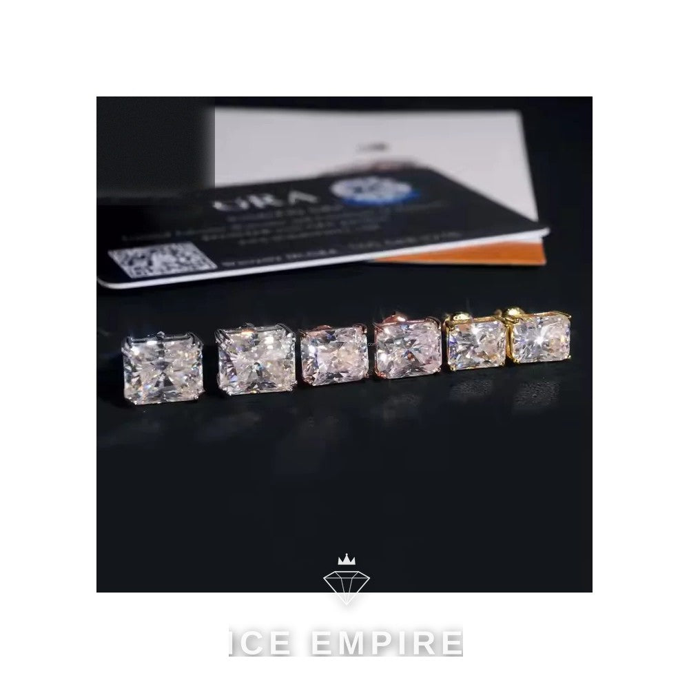 Iced Out 925 Silver Moissanite Stud Earrings
