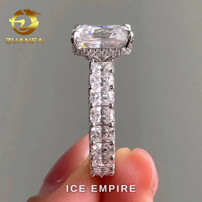 Iced Out Baguette 925 Silver Moissanite Engagement Ring