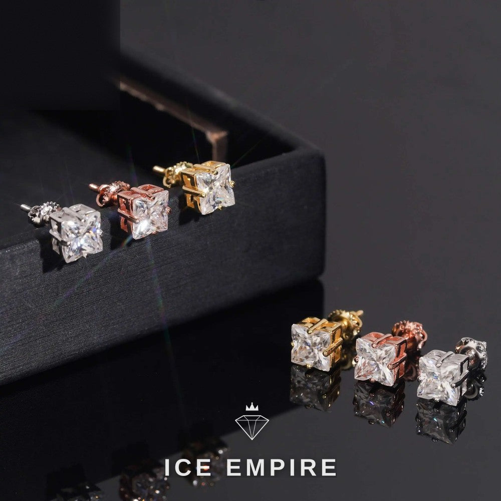 Iced Out Rose Gold Plated Moissanite Stud Earrings