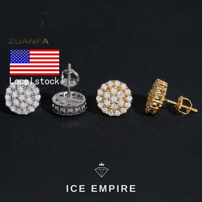 Iced Out Cluster 925 Silver Moissanite Earrings