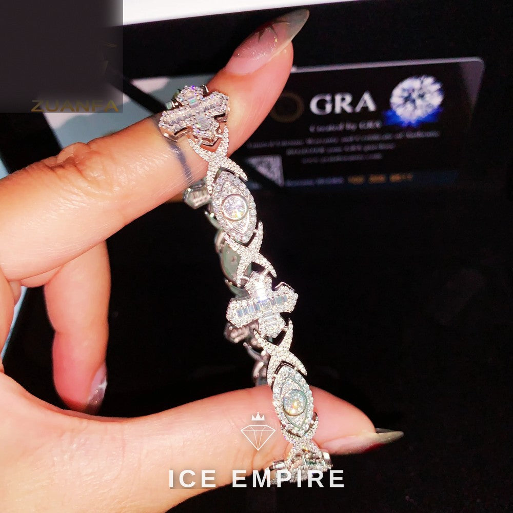Iced Out Cross Rose Gold Plated Moissanite Cuban Chain