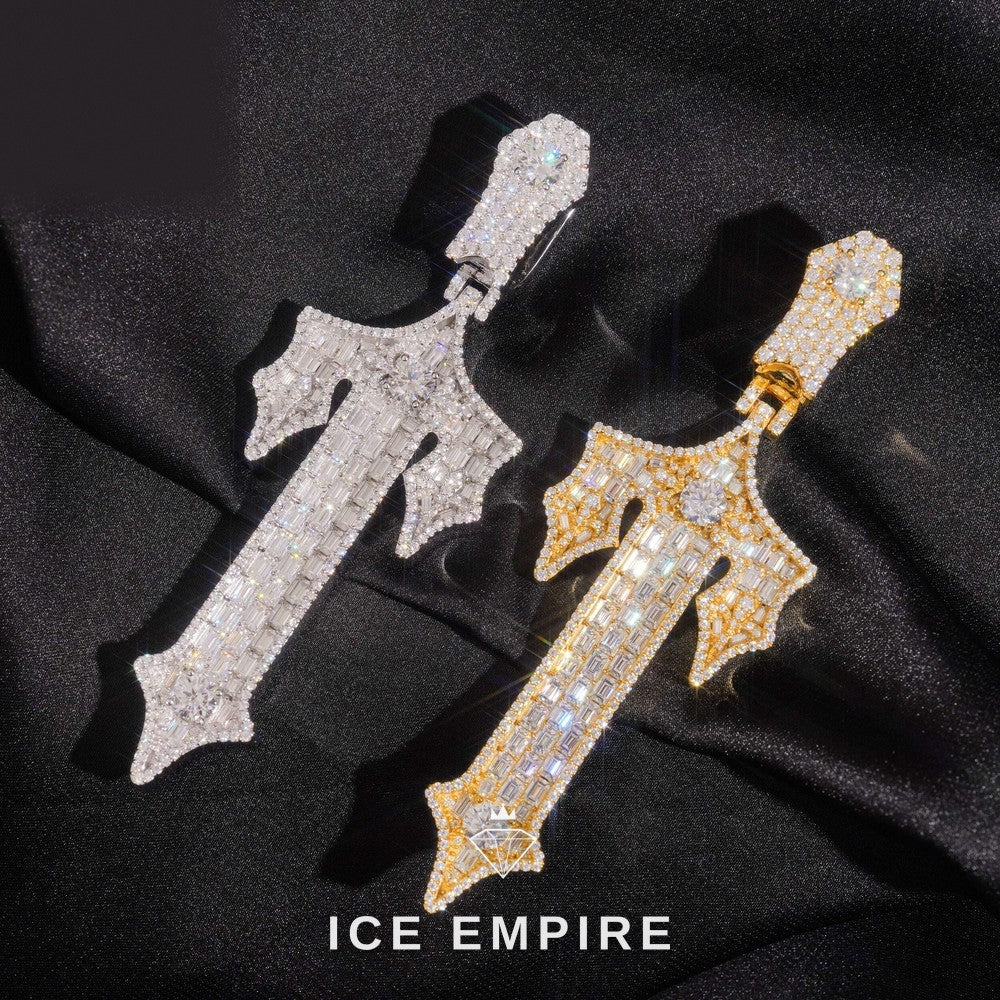 Iced Out Cross 925 Silver Moissanite Pendant
