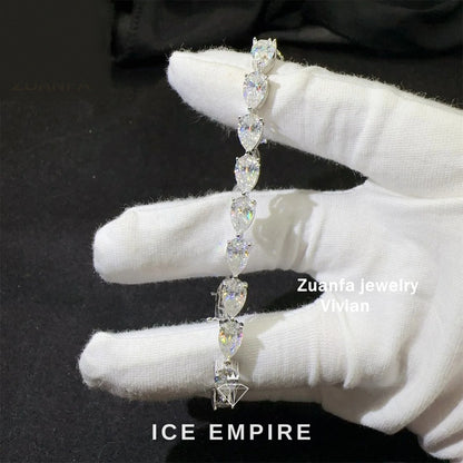Iced Out 925 Silver Moissanite Tennis Chain