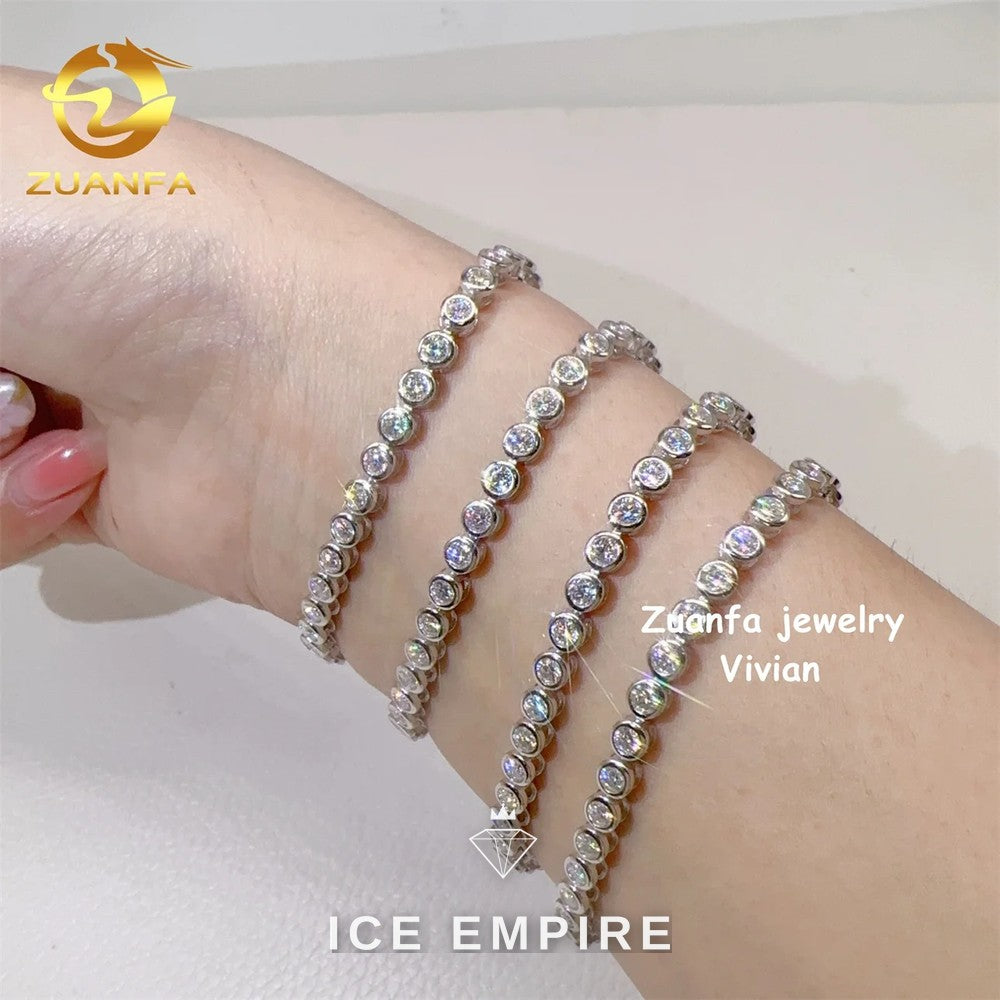 Iced Out 925 Silver Moissanite Tennis Chain