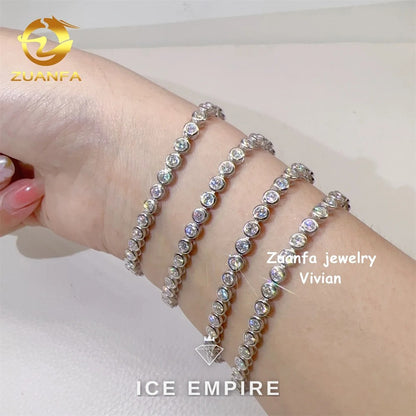 Iced Out 925 Silver Moissanite Tennis Chain