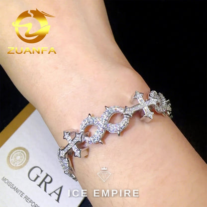 Iced Out Cross Rose Gold Plated Moissanite Cuban Chain