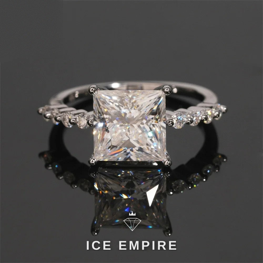 Iced Out 925 Silver Moissanite Engagement Ring
