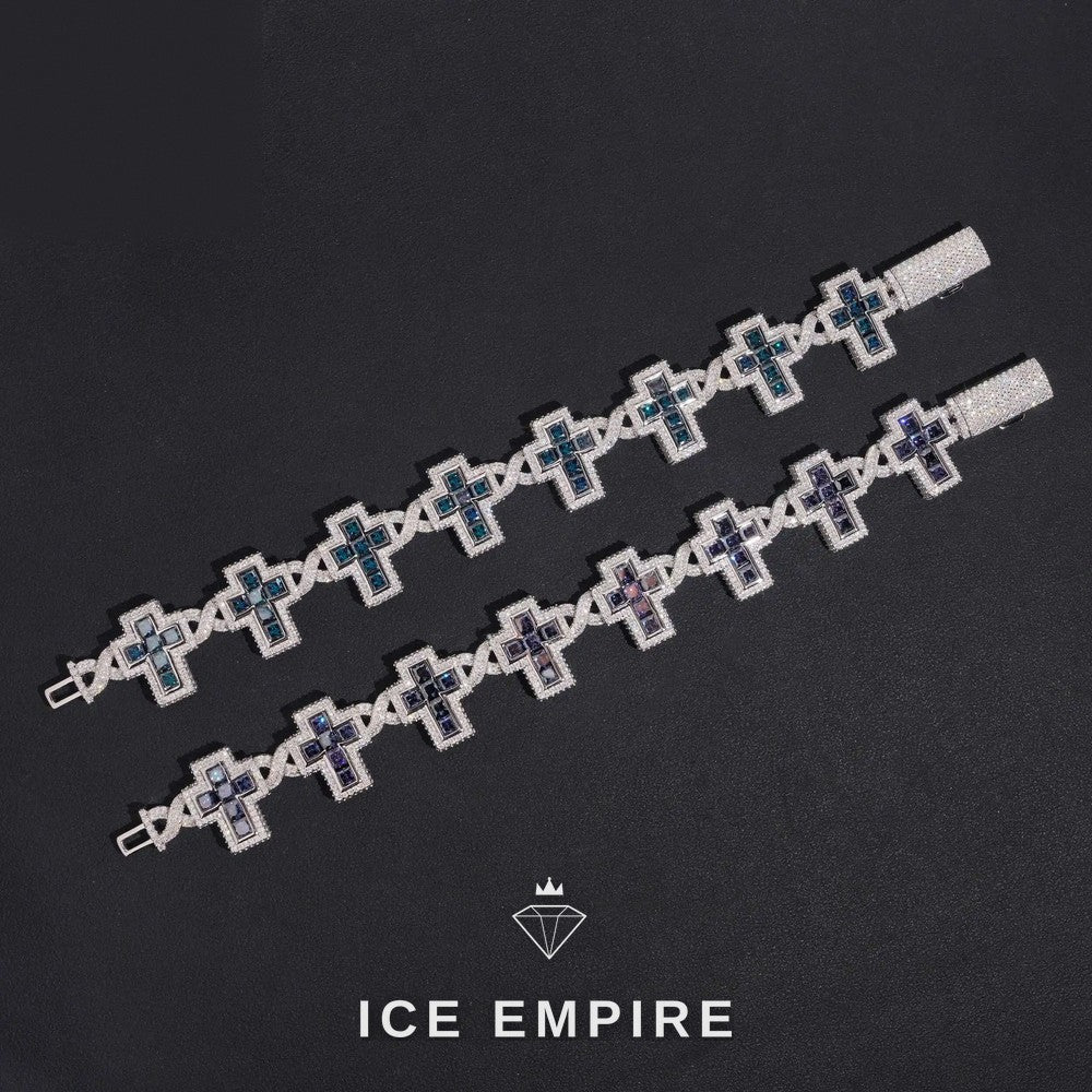 Iced Out Cross Rose Gold Plated Moissanite Cuban Chain