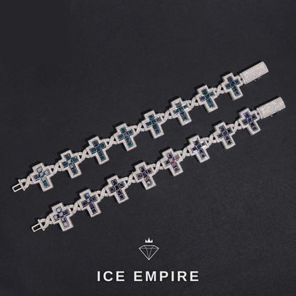 Iced Out Cross Rose Gold Plated Moissanite Cuban Chain
