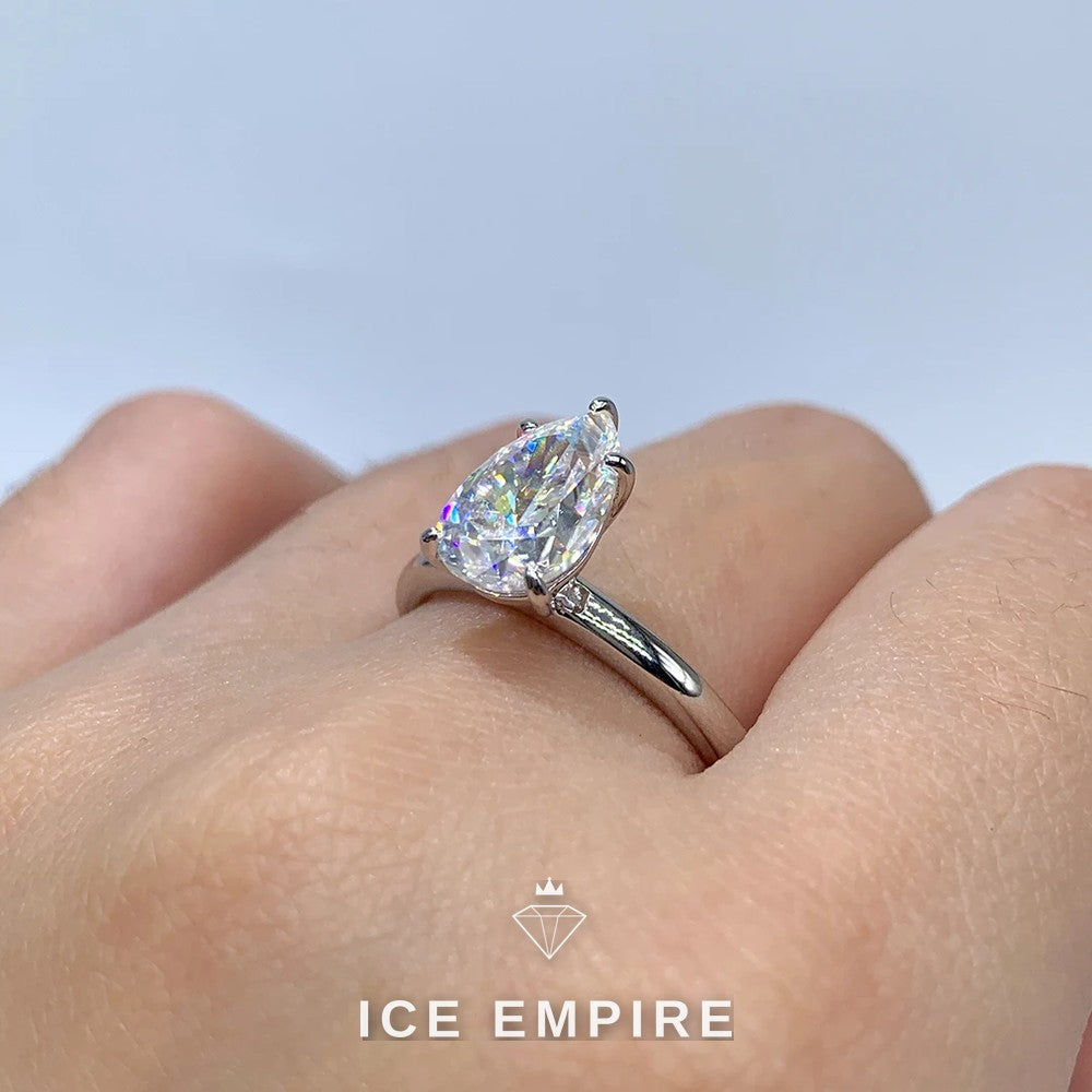 Iced Out 925 Silver Moissanite Engagement Ring