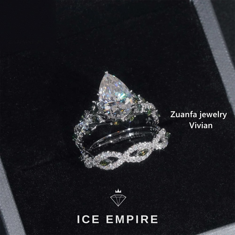 Iced Out 14K Gold Moissanite Wedding Band