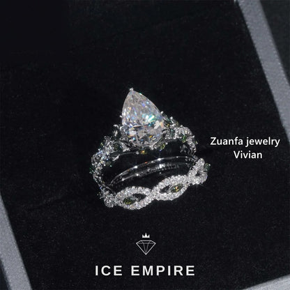 Iced Out 14K Gold Moissanite Wedding Band