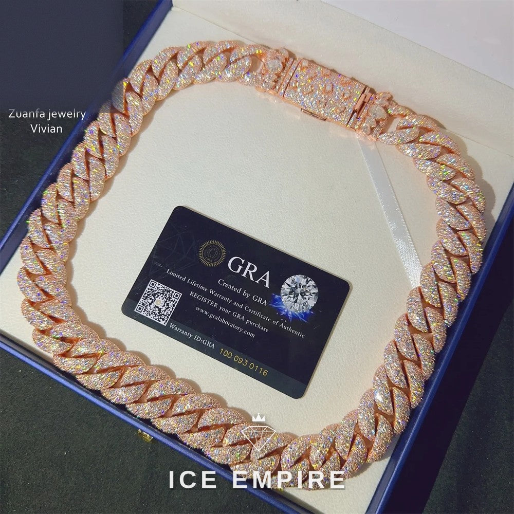 Iced Out Rose Gold Plated Moissanite Cuban Chain