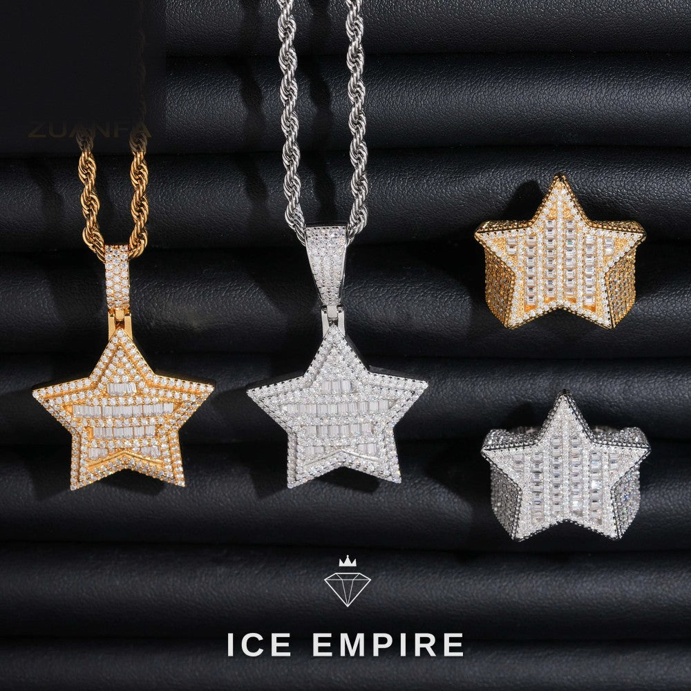 Iced Out Rose Gold Plated Moissanite Pendant