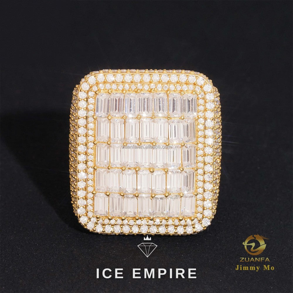 Iced Out Baguette 925 Silver Moissanite Ring