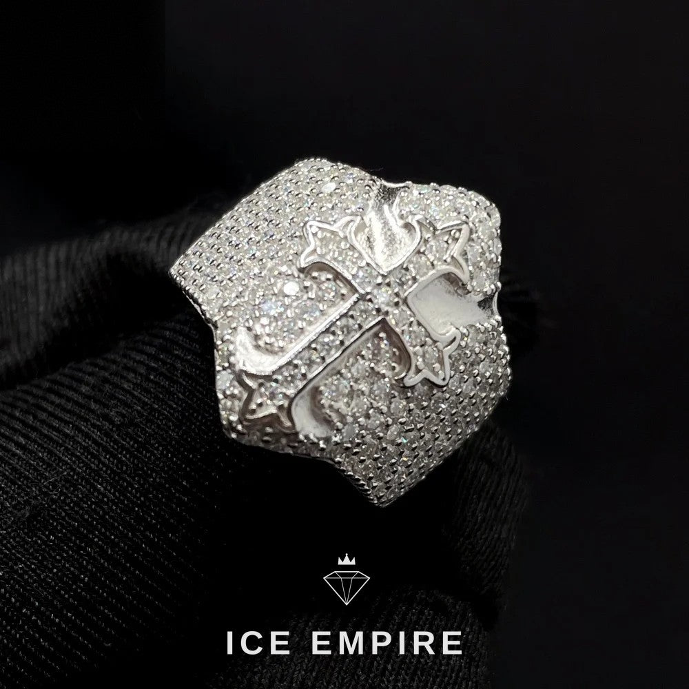 Iced Out Cross 925 Silver Moissanite Engagement Ring