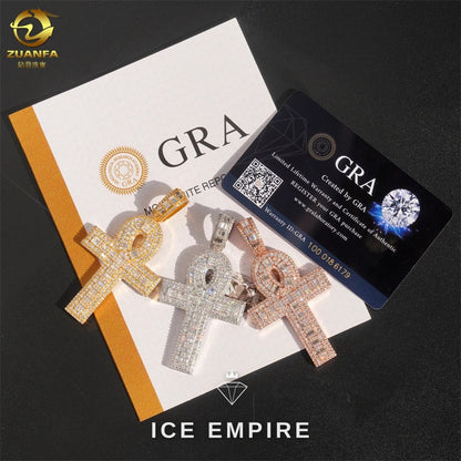 Iced Out Cross Rose Gold Plated Moissanite Pendant