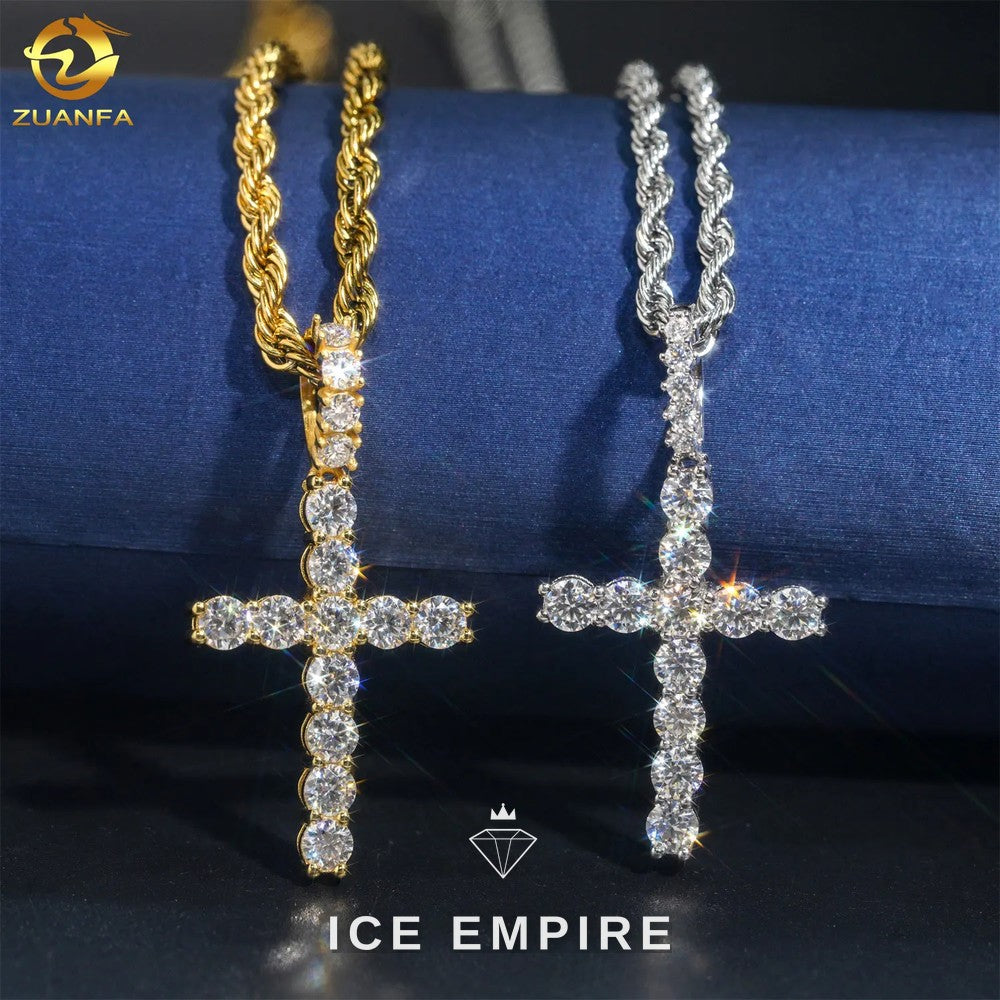 Iced Out Cross 925 Silver Moissanite Pendant