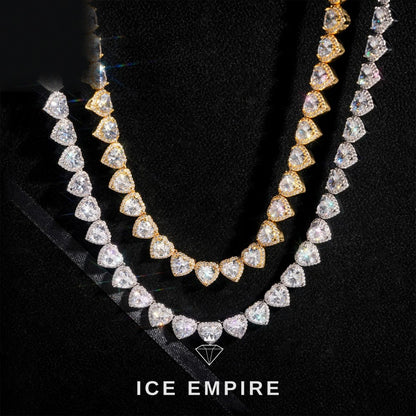 Iced Out Heart Rose Gold Plated Moissanite Cuban Chain
