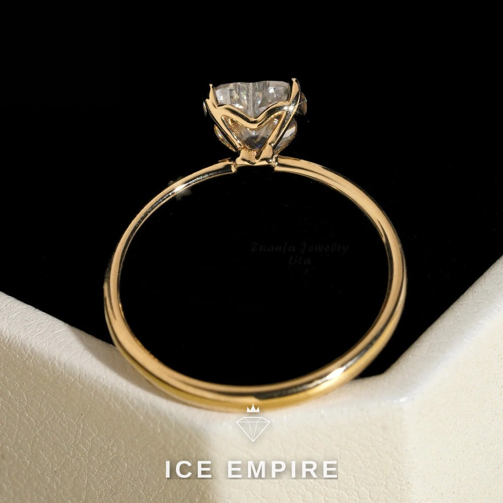 Iced Out Heart 14K Gold Moissanite Engagement Ring