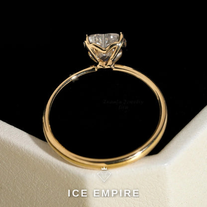 Iced Out Heart 14K Gold Moissanite Engagement Ring