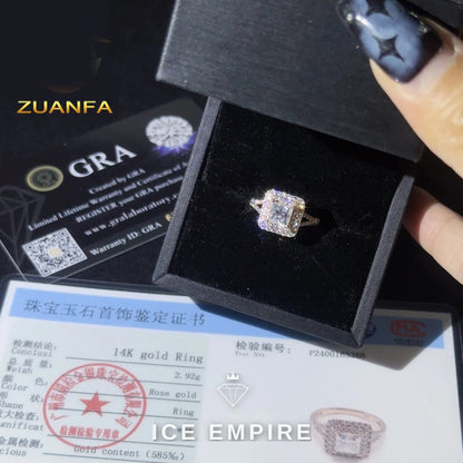 Iced Out Rose Gold Moissanite Engagement Ring