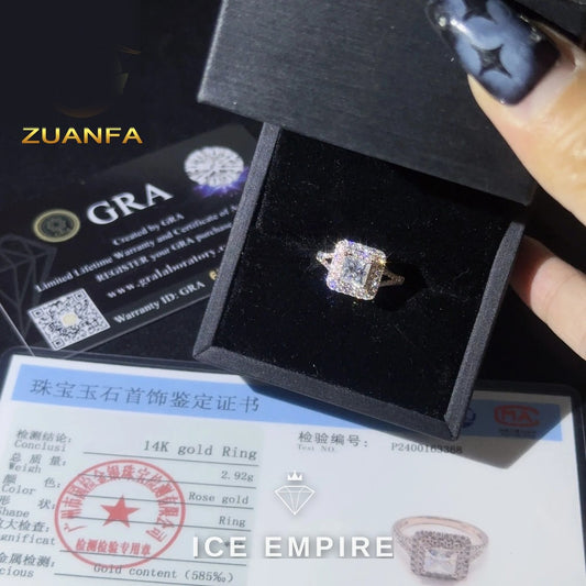 Iced Out Rose Gold Moissanite Engagement Ring