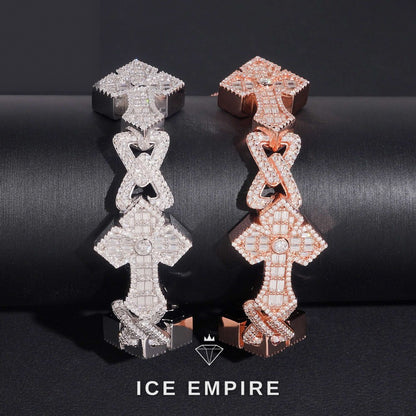 Iced Out Cross 925 Silver Moissanite Bracelet