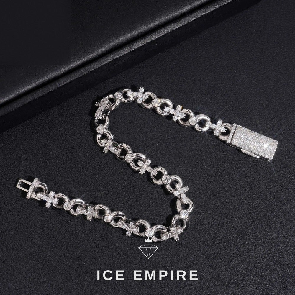 Iced Out Cross 925 Silver Moissanite Cuban Chain