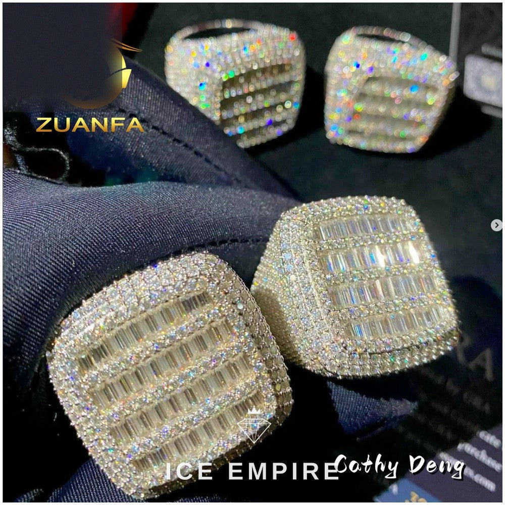 Iced Out 925 Silver Moissanite Ring