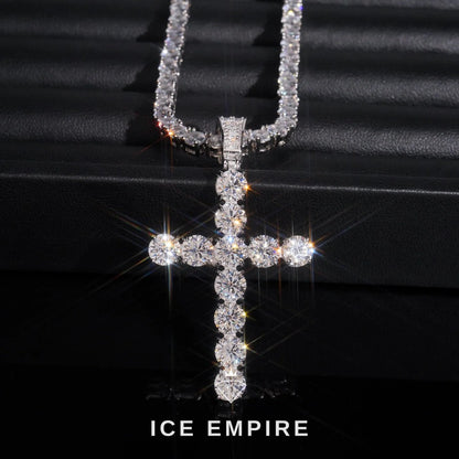 Iced Out Cross Rose Gold Plated Moissanite Pendant