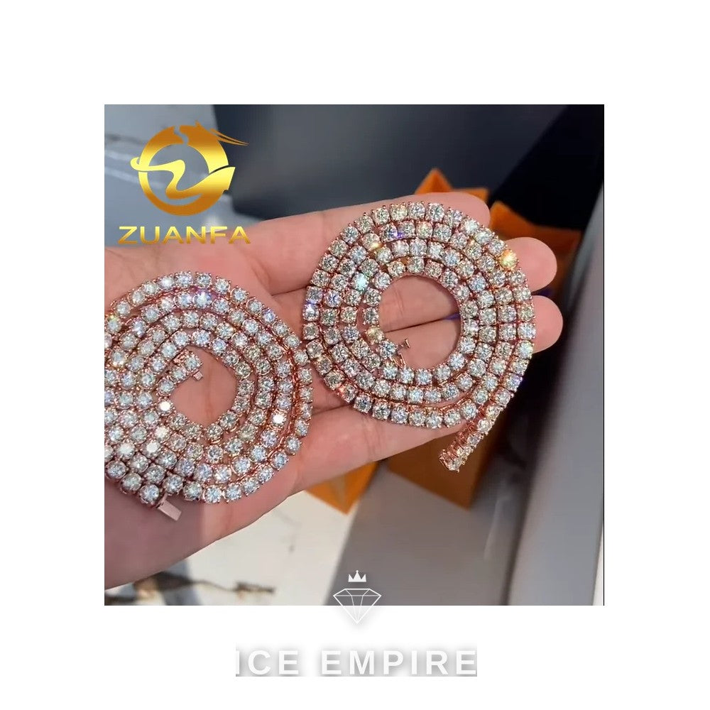 Iced Out Rose Gold Plated Moissanite Cuban Chain