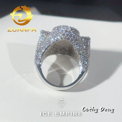 Iced Out Cross 925 Silver Moissanite Ring
