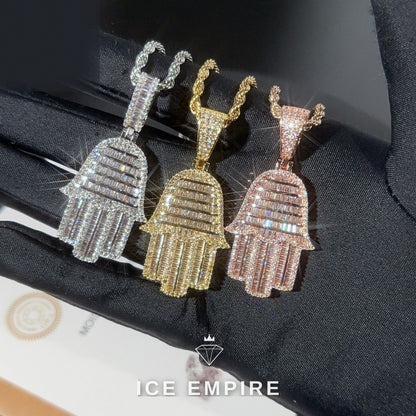 Iced Out Baguette Rose Gold Plated Moissanite Pendant