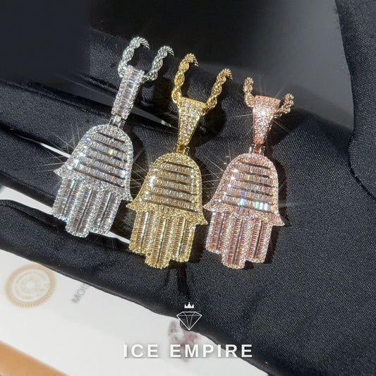 Iced Out Baguette Rose Gold Plated Moissanite Pendant