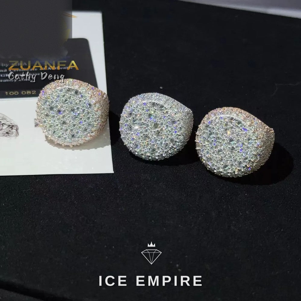 Iced Out 925 Silver Moissanite Ring