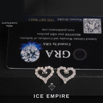 Iced Out Heart 925 Silver Moissanite Earrings