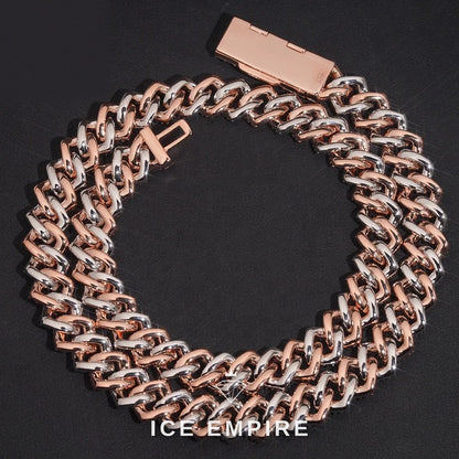 Iced Out Baguette Rose Gold Plated Moissanite Cuban Chain