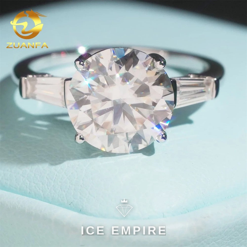 Iced Out 925 Silver Moissanite Engagement Ring