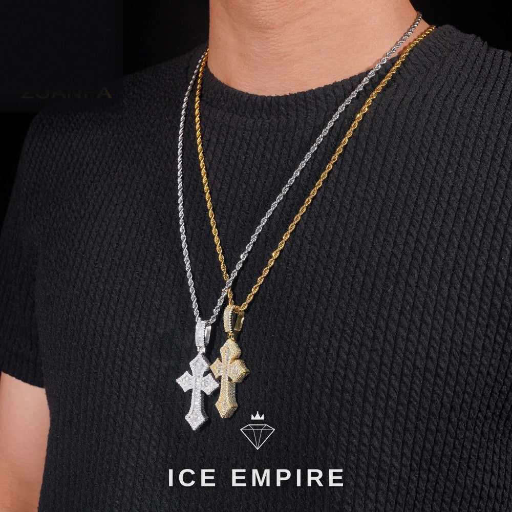 Iced Out Baguette 925 Silver Pendant