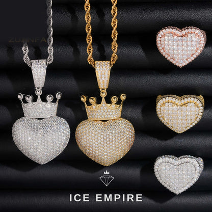 Iced Out Heart Gold Plated Moissanite Pendant