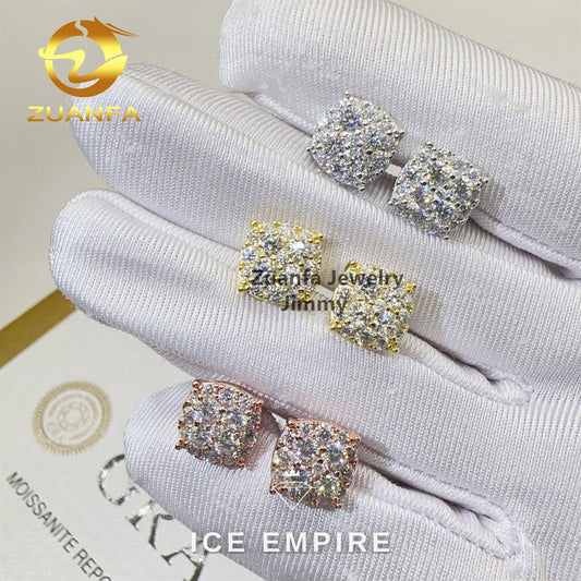 Iced Out 925 Silver Moissanite Stud Earrings