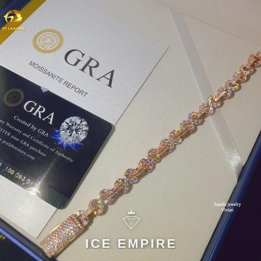 Iced Out 925 Silver Moissanite Cuban Chain