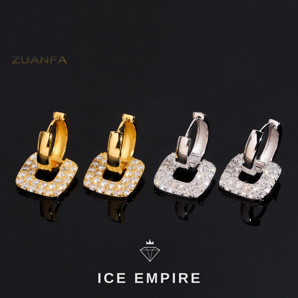 Iced Out 925 Silver Moissanite Earrings