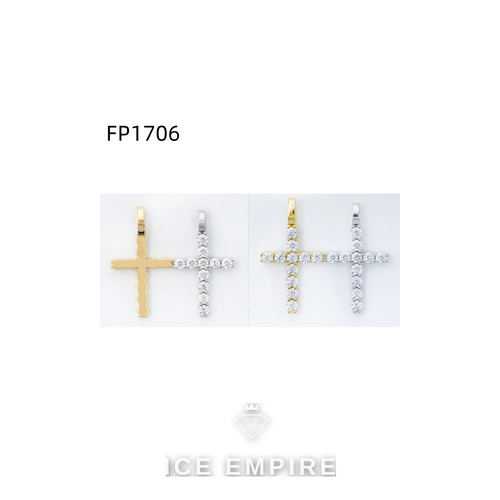 Iced Out Cross Rose Gold Plated Moissanite Pendant