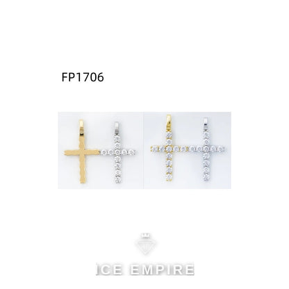 Iced Out Cross Rose Gold Plated Moissanite Pendant