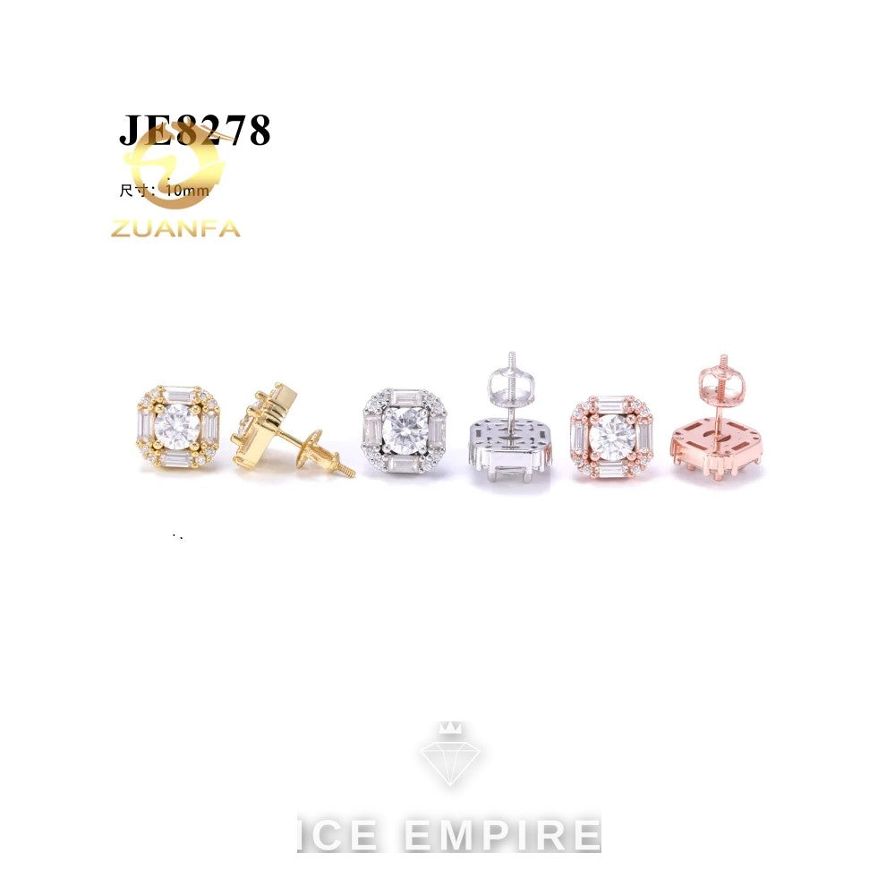 Iced Out 925 Silver Moissanite Stud Earrings