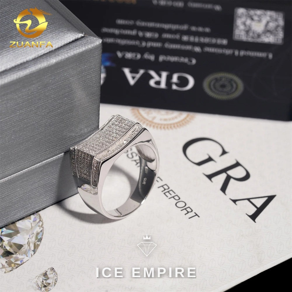 Iced Out 925 Silver Moissanite Ring